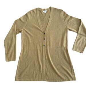 J. Jill Mustard Yellow Linen Blend Cardigan Sweater Medium Button Front M
